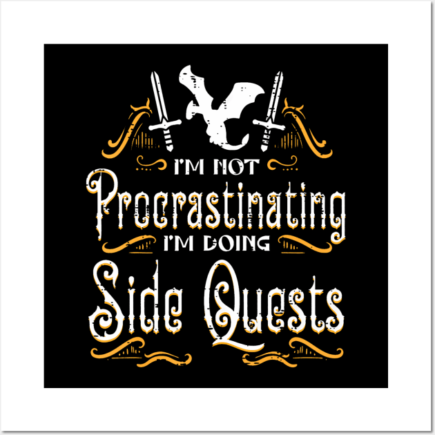 RPG Gamer Not Procrastinating Side Quest Funny Men Boys Kids Wall Art by Saboia Alves